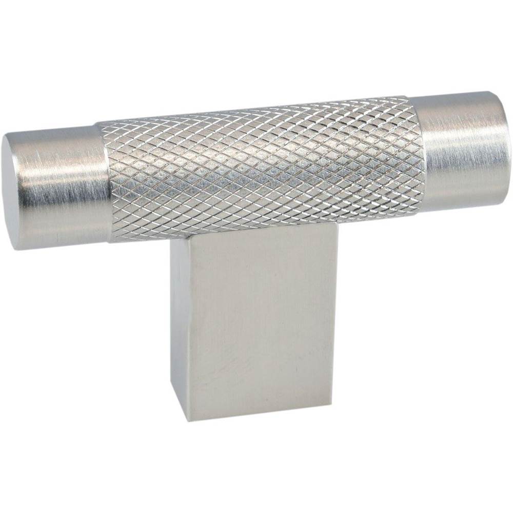 Colonial Bronze - 2'' overall, 0.5'' diameter Round, diamond-knurled T Cabinet Knob with rectangular post hand finished in Frost Brass - Frost Brass
