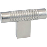 Colonial Bronze - 2'' overall, 0.5'' diameter Round, diamond-knurled T Cabinet Knob with rectangular post hand finished in Frost Brass - Frost Brass