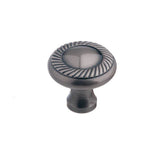 Colonial Bronze - 1.1875'' diameter Round, roped Cabinet Knob hand finished in Weathered Brass - Weathered Brass