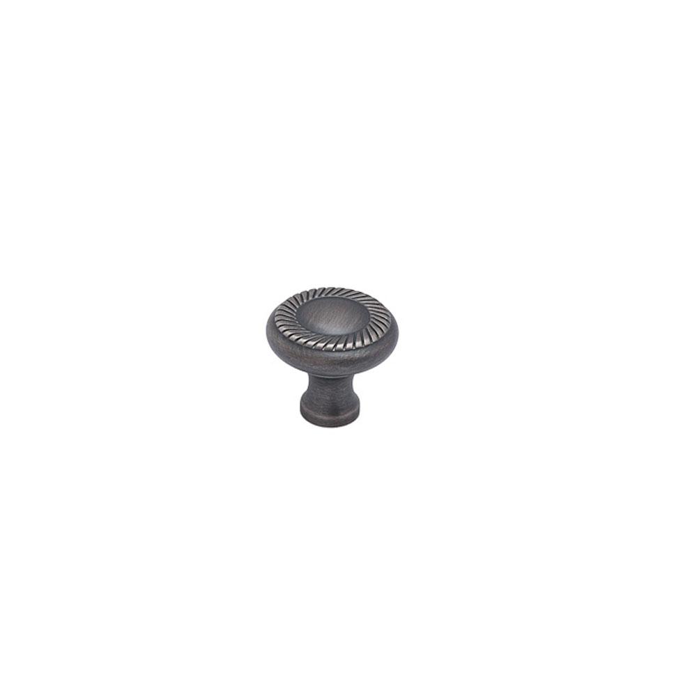 Colonial Bronze - 1.1875'' diameter Round, roped Cabinet Knob hand finished in Matte Pewter - Matte Pewter