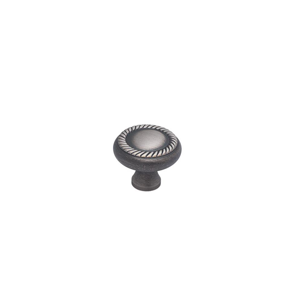 Colonial Bronze - 1.4375'' diameter Round, roped Cabinet Knob, Back-to-Back Shower Door Knob Kit hand finished in Matte Pewter - Matte Pewter