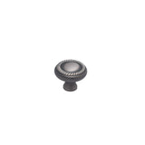Colonial Bronze - 1.4375'' diameter Round, roped Cabinet Knob, Back-to-Back Shower Door Knob Kit hand finished in Matte Pewter - Matte Pewter