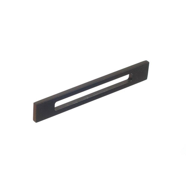Colonial Bronze - 4'' center-to-center, 6'' overall, 0.25'' Rectangular Cabinet Pull with center cutout hand finished in Weathered Brass - Weathered Brass