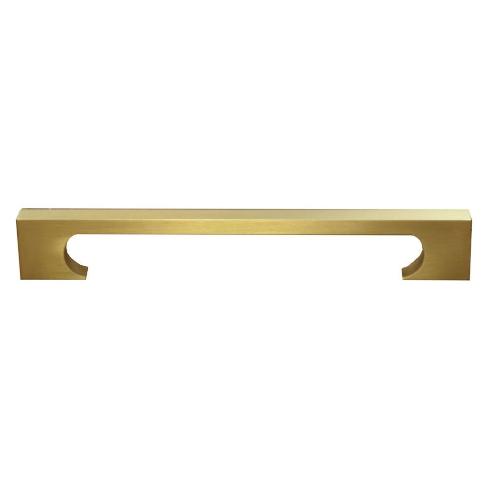 Colonial Bronze - 6'' center-to-center, 6.5'' overall, 0.375 x 0.25'' Rectangular Cabinet Pull with rectangular, scalloped legs hand finished in Satin Brass - Satin Brass