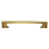 Colonial Bronze - 6'' center-to-center, 6.5'' overall, 0.375 x 0.25'' Rectangular Cabinet Pull with rectangular, scalloped legs hand finished in Satin Brass - Satin Brass