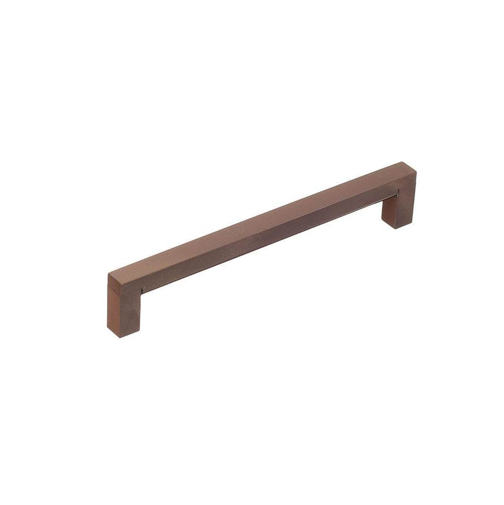 Colonial Bronze - 8'' center-to-center, 8.4375'' overall, 0.4375 x 0.5'' Square Cabinet Pull with rounded back hand finished in Weathered Brass - Weathered Brass