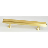 Colonial Bronze - 4'' center-to-center, 6'' overall, 0.75 x 0.375'' Rectangular, stepped Cabinet Pull with flared posts hand finished in Satin Brass - Satin Brass