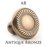 Leather Accented Round Cabinet Knob With Straight Post, Matte Pewter x Royal Hide Rum Leather