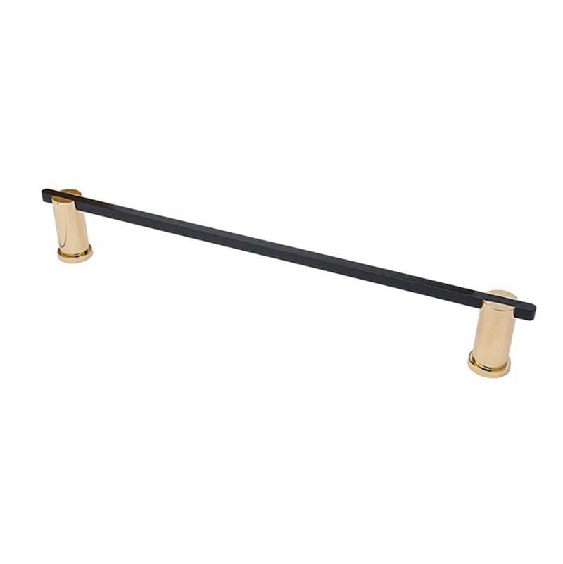 Colonial Bronze - 18'' center-to-center, 20.5'' overall, 0.4375'' Rectangular Towel Bar, Appliance Pull, Door Pull, Shower Door Pull partially encapsulated by round posts hand finished in Polished Copper and Matte Antique Copper - Polished Copper,Matte Antique Copper
