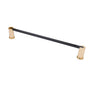 Colonial Bronze - 24'' center-to-center, 25.5'' overall, 0.4375'' Rectangular Towel Bar, Appliance Pull, Door Pull, Shower Door Pull fully encapsulated by round posts hand finished in Matte Satin Black and Polished Chrome - Matte Satin Black,Polished Chrome