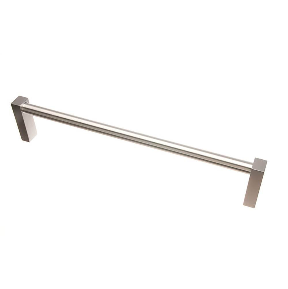 Colonial Bronze - 24'' center-to-center, 25.25'' overall, 0.75'' diameter Round Towel Bar, Appliance Pull, Door Pull, Shower Door Pull fully encapsulated by rectangular posts hand finished in Nickel Stainless and Nickel Stainless - Nickel Stainless,Nickel Stainless