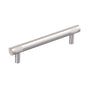 Colonial Bronze - 8'' center-to-center, 10'' overall, 0.75'' diameter Round, banded and single-knurled Cabinet Pull, Appliance Pull, Door Pull, Shower Door Pull with straight posts hand finished in Matte Satin Brass - Matte Satin Brass