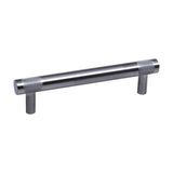 Colonial Bronze - 6'' center-to-center, 7.5'' overall, 0.625'' diameter Round, banded and diamond-knurled Cabinet Pull, Door Pull with straight posts hand finished in Matte Satin Brass - Matte Satin Brass