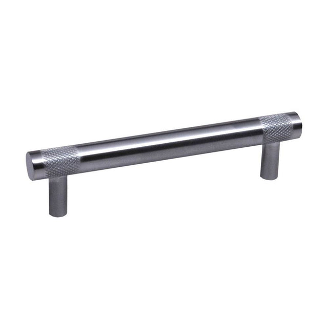 Colonial Bronze - 10'' center-to-center, 14'' overall, 1'' diameter Round, banded and diamond-knurled Cabinet Pull, Appliance Pull, Door Pull, Shower Door Pull with straight posts hand finished in Matte Satin Brass - Matte Satin Brass