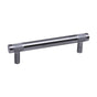 Colonial Bronze - 10'' center-to-center, 14'' overall, 1'' diameter Round, banded and diamond-knurled Cabinet Pull, Appliance Pull, Door Pull, Shower Door Pull with straight posts hand finished in Matte Satin Brass - Matte Satin Brass