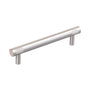 Colonial Bronze - 10'' center-to-center, 14'' overall, 1'' diameter Round, banded and single-knurled Cabinet Pull, Appliance Pull, Door Pull, Shower Door Pull with straight posts hand finished in Satin Brass - Satin Brass
