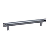 Colonial Bronze - 10'' center-to-center, 14'' overall, 1'' diameter Round, diamond-knurled Cabinet Pull, Appliance Pull, Door Pull, Shower Door Pull with straight posts hand finished in Matte Satin Brass - Matte Satin Brass