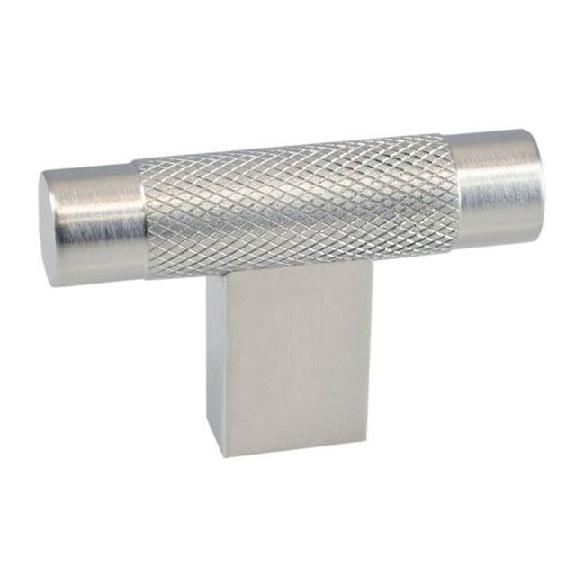 Colonial Bronze - 2'' overall, 0.5'' diameter Round, diamond-knurled T Cabinet Knob with rectangular post hand finished in Weathered Brass - Weathered Brass