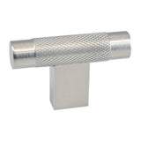 Colonial Bronze - 2'' overall, 0.5'' diameter Round, diamond-knurled T Cabinet Knob with rectangular post hand finished in Weathered Brass - Weathered Brass