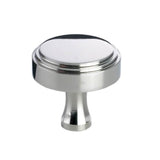 Colonial Bronze - 1'' diameter Round, stepped Cabinet Knob with flared post hand finished in Weathered Brass - Weathered Brass