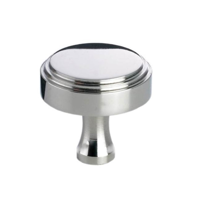 Colonial Bronze - 1'' diameter Round, stepped Cabinet Knob with flared post hand finished in Weathered Brass - Weathered Brass