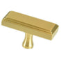 Colonial Bronze - 2'' overall, 0.75 x 0.375'' Rectangular, stepped T Cabinet Knob with flared post hand finished in Weathered Brass - Weathered Brass
