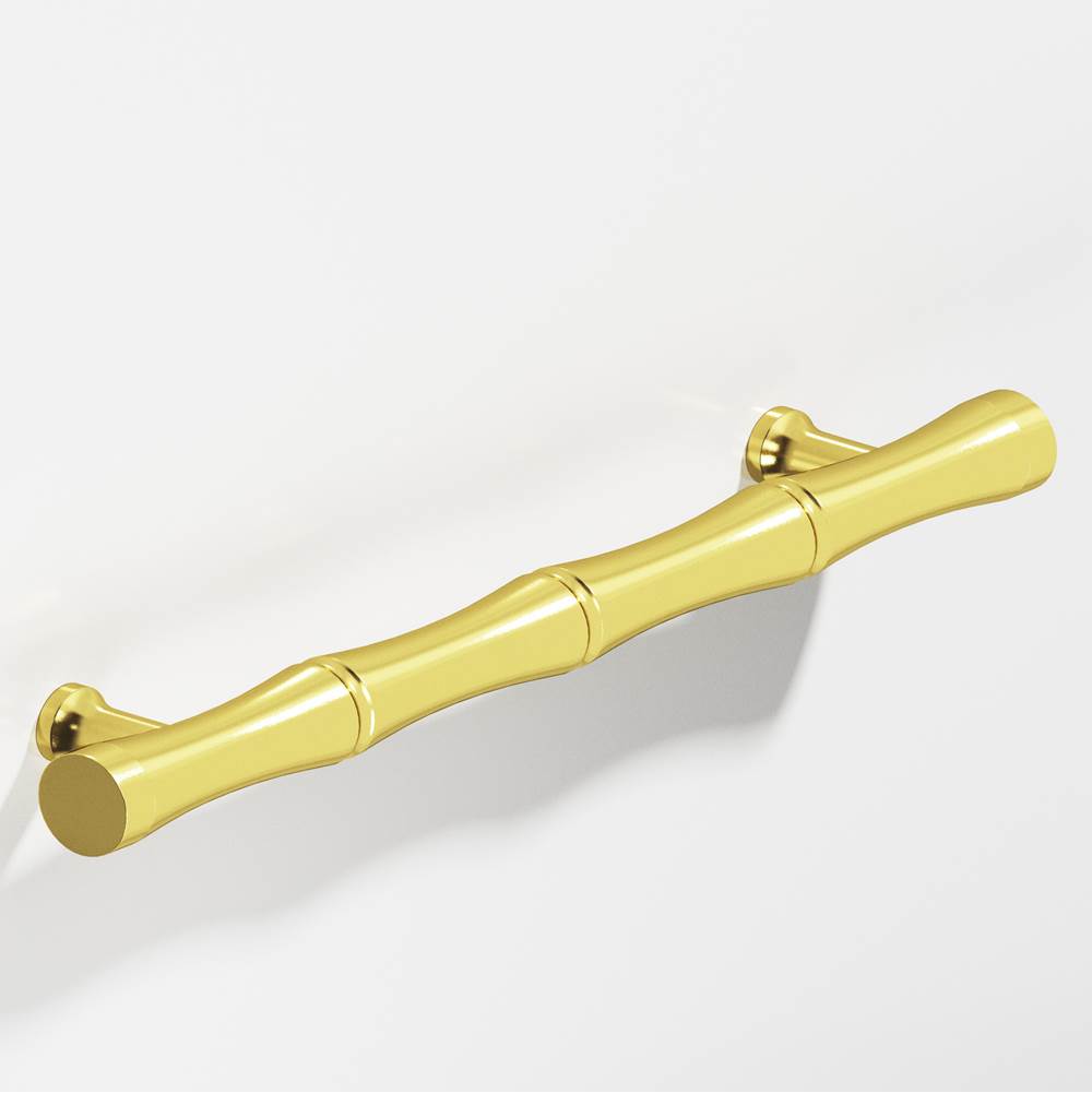 Colonial Bronze - 3'' center-to-center, 5'' overall, 0.5'' diameter Bamboo Cabinet Pull with flared posts hand finished in French Gold - French Gold