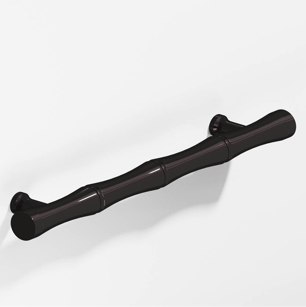 Colonial Bronze - 9.5'' center-to-center, 12.5'' overall, 0.75'' diameter Bamboo Appliance Pull, Door Pull with flared posts hand finished in Satin Black - Satin Black