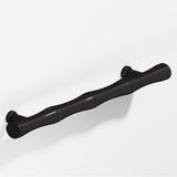 Colonial Bronze - 4.5'' center-to-center, 6.5'' overall, 0.5'' diameter Bamboo Cabinet Pull with flared posts hand finished in Satin Black - Satin Black