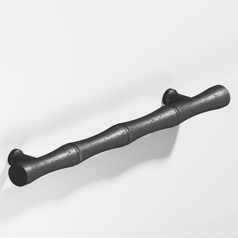 Colonial Bronze - 9.5'' center-to-center, 12.5'' overall, 1'' diameter Bamboo Appliance Pull, Door Pull, Shower Door Pull with flared posts hand finished in Distressed Satin Black - Distressed Satin Black