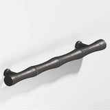 Colonial Bronze - 9.5'' center-to-center, 12.5'' overall, 1'' diameter Bamboo Appliance Pull, Door Pull, Shower Door Pull with flared posts hand finished in Distressed Satin Black - Distressed Satin Black