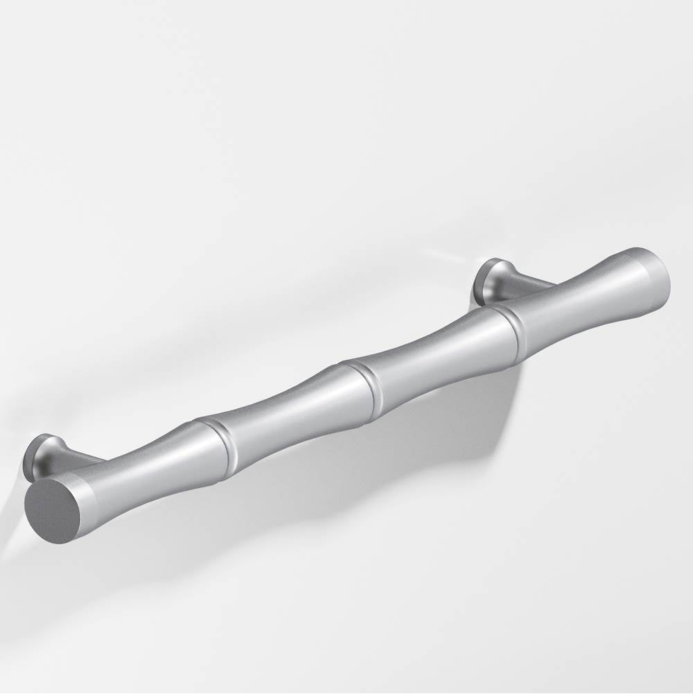 Colonial Bronze - 9.5'' center-to-center, 12.5'' overall, 1'' diameter Bamboo Appliance Pull, Door Pull, Shower Door Pull with flared posts hand finished in Matte Satin Chrome - Matte Satin Chrome