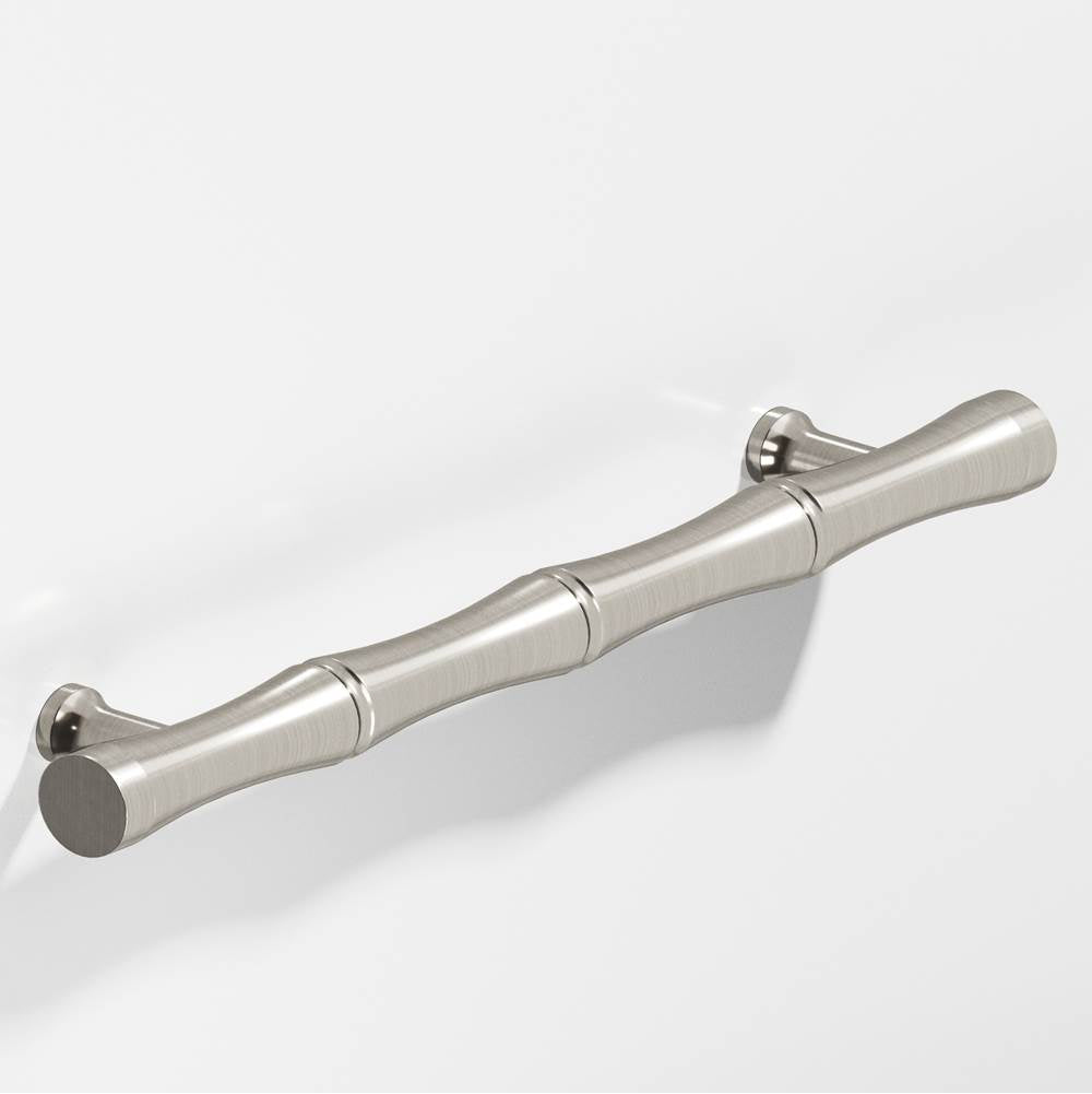 Colonial Bronze - 3'' center-to-center, 5'' overall, 0.5'' diameter Bamboo Cabinet Pull with flared posts hand finished in Satin Nickel - Satin Nickel