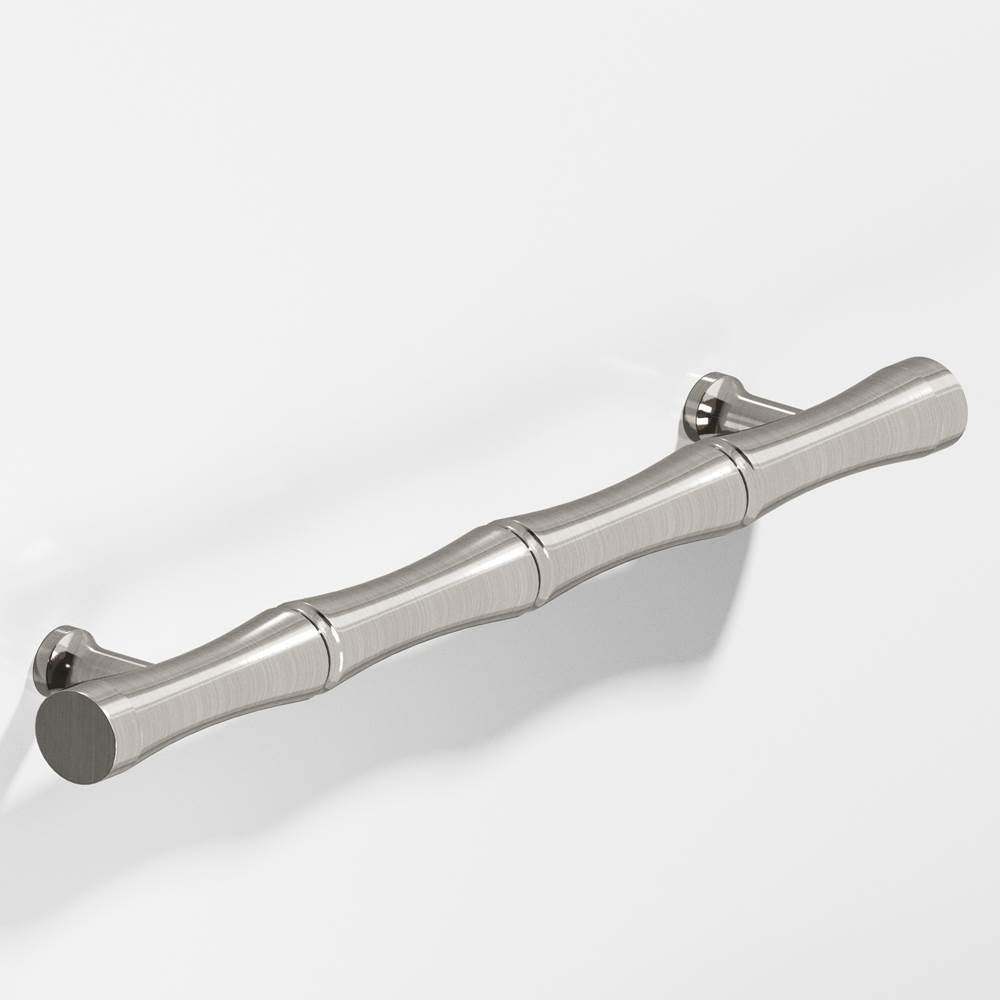 Colonial Bronze - 9.5'' center-to-center, 12.5'' overall, 1'' diameter Bamboo Appliance Pull, Door Pull, Shower Door Pull with flared posts hand finished in Nickel Stainless - Nickel Stainless