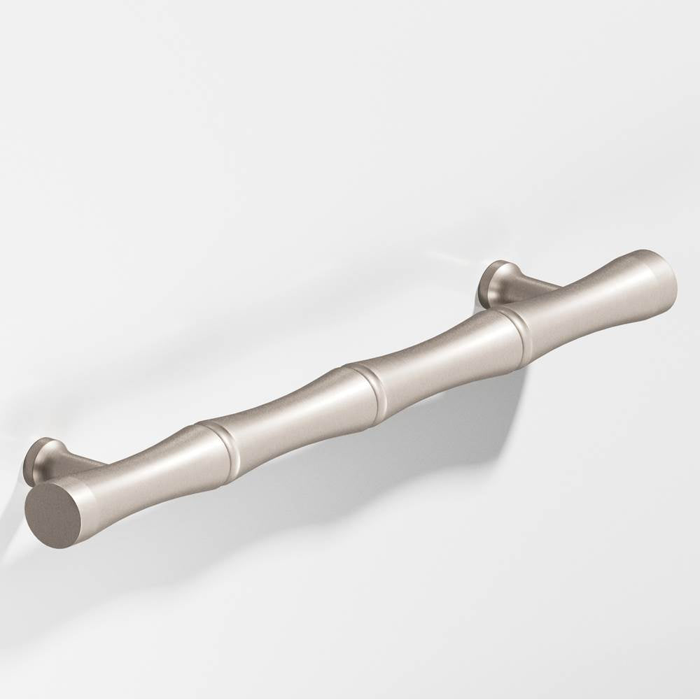 Colonial Bronze - 3'' center-to-center, 5'' overall, 0.5'' diameter Bamboo Cabinet Pull with flared posts hand finished in Matte Satin Nickel - Matte Satin Nickel