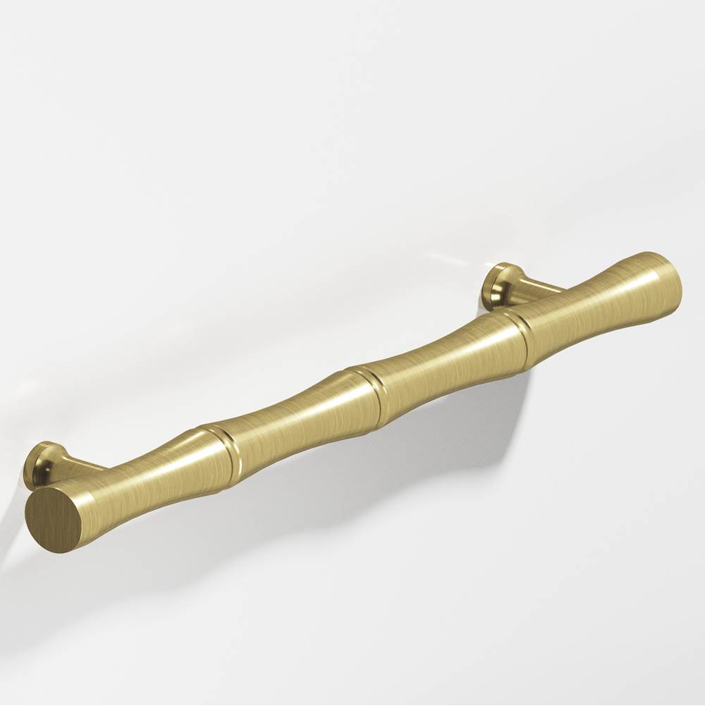 Colonial Bronze - 9.5'' center-to-center, 12.5'' overall, 1'' diameter Bamboo Appliance Pull, Door Pull, Shower Door Pull with flared posts hand finished in Antique Brass - Antique Brass