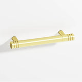 Colonial Bronze - 3'' center-to-center, 4'' overall, 0.46875'' diameter Round, grooved Cabinet Pull with tapered posts hand finished in Polished Brass and Polished Brass - Polished Brass,Polished Brass