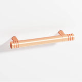 Colonial Bronze - 8'' center-to-center, 9'' overall, 0.46875'' diameter Round, grooved Cabinet Pull with tapered posts hand finished in Satin Copper and Satin Copper - Satin Copper,Satin Copper