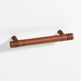Colonial Bronze - 1'' diameter custom length Round, grooved Pull with tapered posts hand finished in Matte Antique Copper and Matte Antique Copper - Matte Antique Copper,Matte Antique Copper