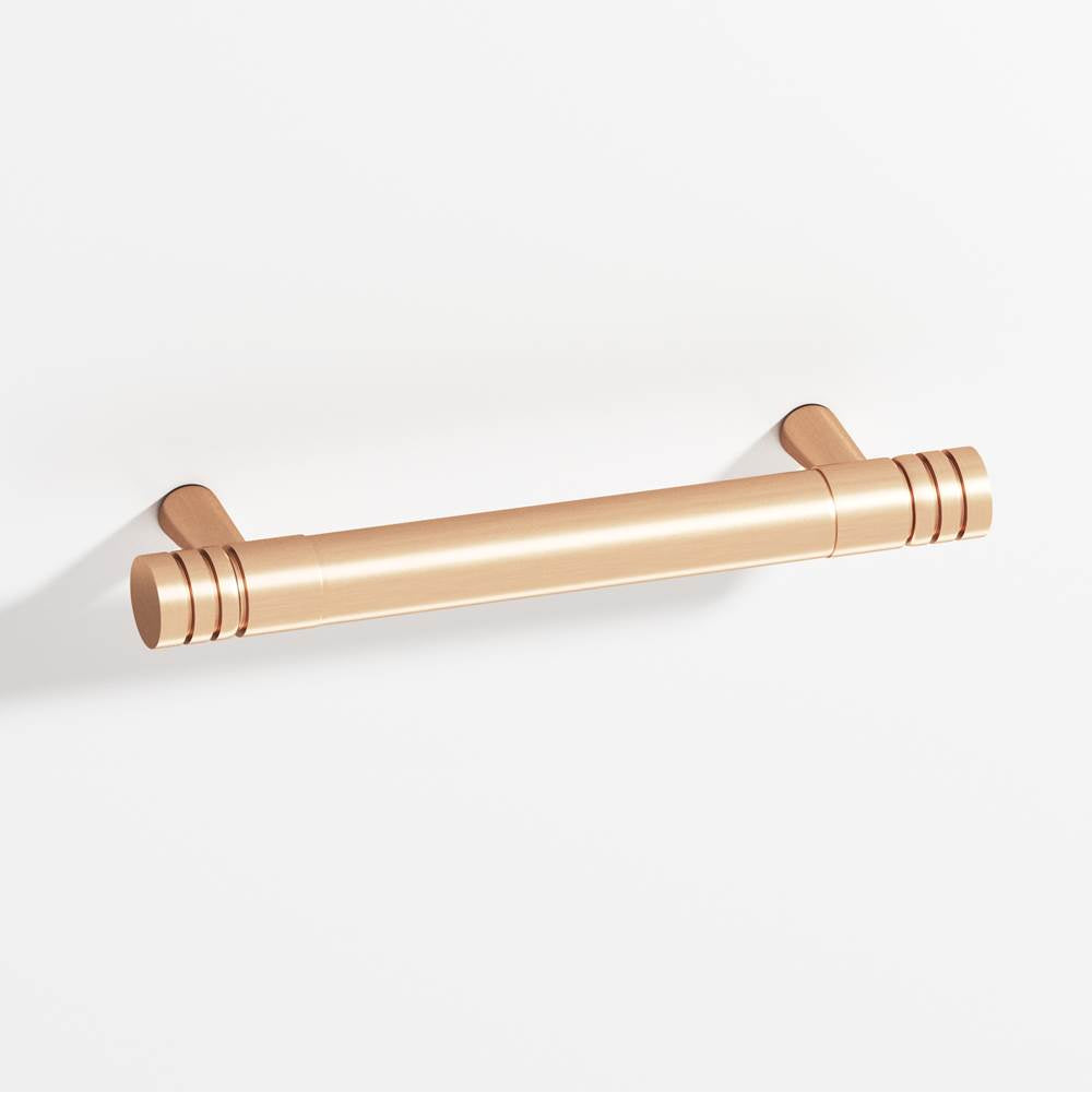 Colonial Bronze - 8'' center-to-center, 9'' overall, 0.46875'' diameter Round, grooved Cabinet Pull with tapered posts hand finished in Satin Bronze and Satin Bronze - Satin Bronze,Satin Bronze