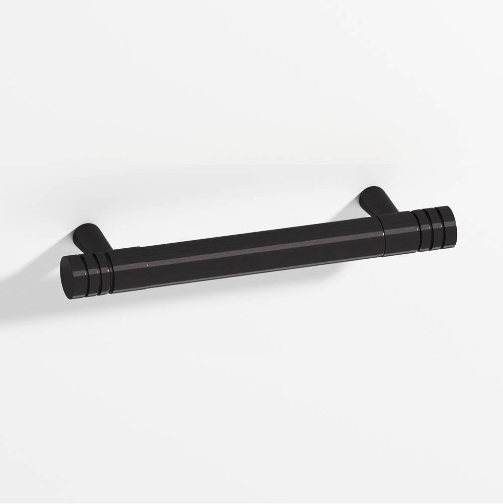 Colonial Bronze - 10'' center-to-center, 12.5'' overall, 1'' diameter Round, grooved Appliance Pull, Door Pull, Shower Door Pull with tapered posts hand finished in Satin Black and Satin Black - Satin Black,Satin Black