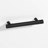 Colonial Bronze - 10'' center-to-center, 12.5'' overall, 1'' diameter Round, grooved Appliance Pull, Door Pull, Shower Door Pull with tapered posts hand finished in Satin Black and Satin Black - Satin Black,Satin Black