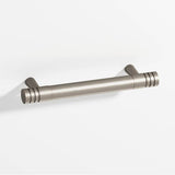 Colonial Bronze - 8'' center-to-center, 9'' overall, 0.46875'' diameter Round, grooved Cabinet Pull with tapered posts hand finished in Matte Pewter and Matte Pewter - Matte Pewter,Matte Pewter