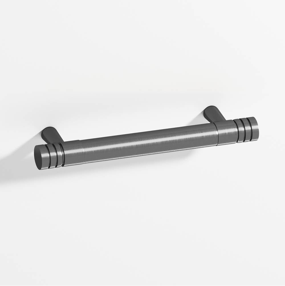 Colonial Bronze - 4'' center-to-center, 5'' overall, 0.46875'' diameter Round, grooved Cabinet Pull with tapered posts hand finished in Graphite and Graphite - Graphite,Graphite