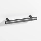 Colonial Bronze - 6'' center-to-center, 7'' overall, 0.46875'' diameter Round, grooved Cabinet Pull with tapered posts hand finished in Graphite and Graphite - Graphite,Graphite