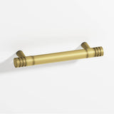 Colonial Bronze - 8'' center-to-center, 9'' overall, 0.46875'' diameter Round, grooved Cabinet Pull with tapered posts hand finished in Matte Antique Satin Brass and Matte Antique Satin Brass - Matte Antique Satin Brass,Matte Antique Satin Brass