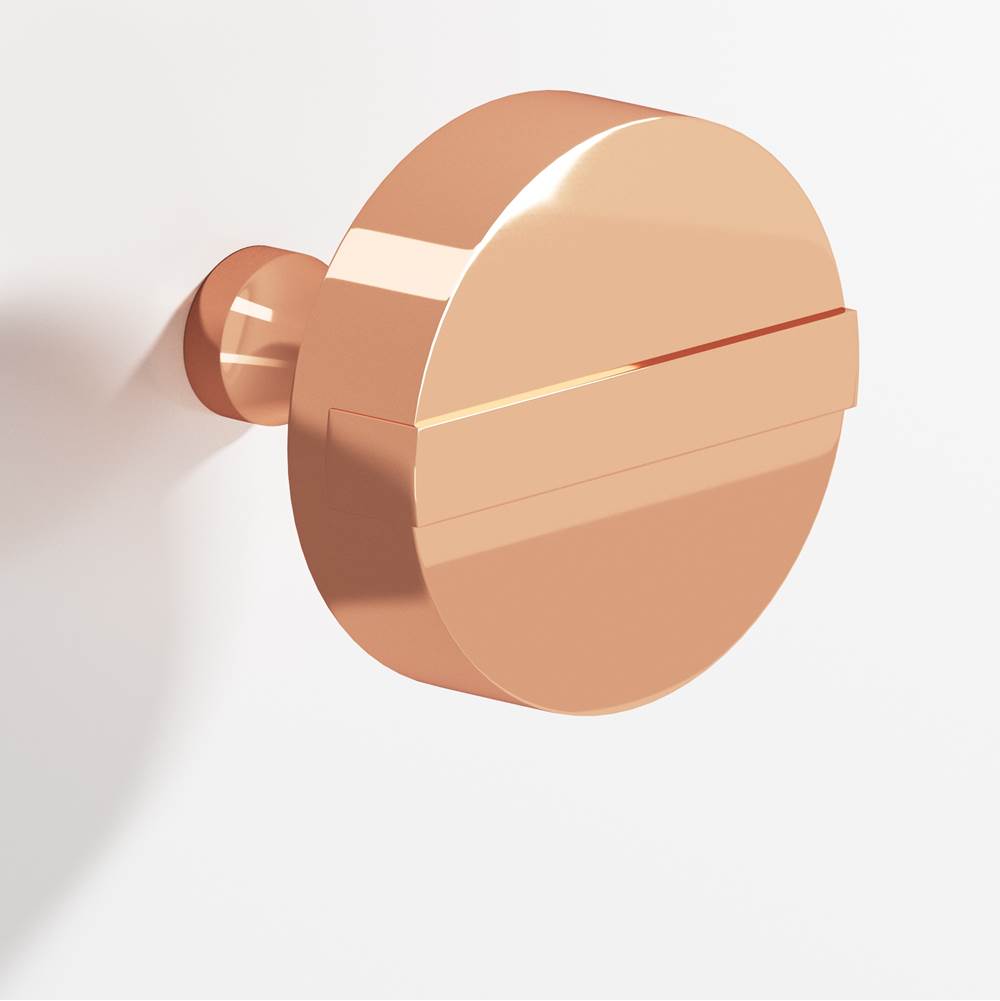 Colonial Bronze - 1.5'' diameter Round, striped Cabinet Knob with tapered post hand finished in Polished Copper and Polished Copper - Polished Copper,Polished Copper