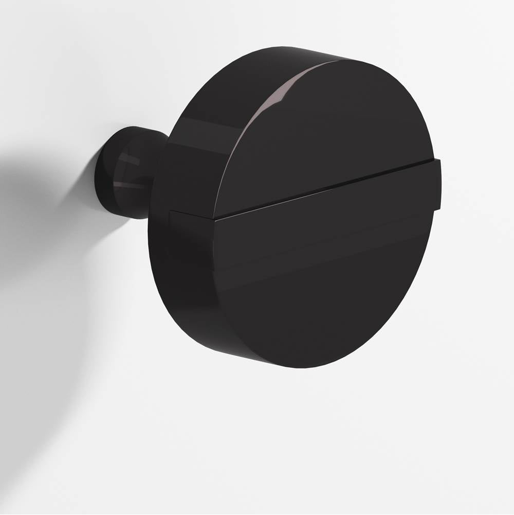 Colonial Bronze - 1.25'' diameter Round, striped Cabinet Knob with tapered post hand finished in Satin Black and Satin Black - Satin Black,Satin Black