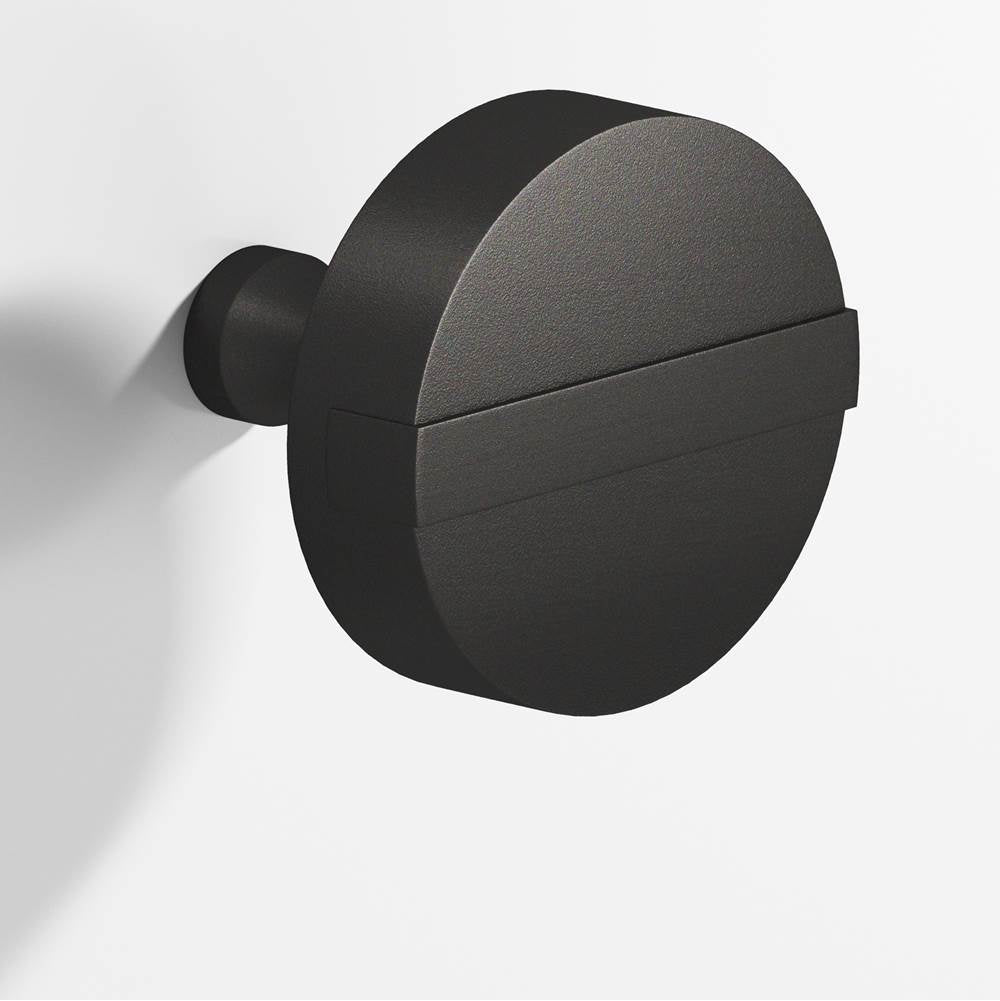 Colonial Bronze - 1.25'' diameter Round, striped Cabinet Knob with tapered post hand finished in Frost Black  and Frost Black - Frost Black,Frost Black