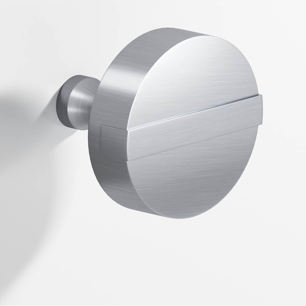 Colonial Bronze - 1.25'' diameter Round, striped Cabinet Knob with tapered post hand finished in Satin Chrome and Satin Chrome - Satin Chrome,Satin Chrome